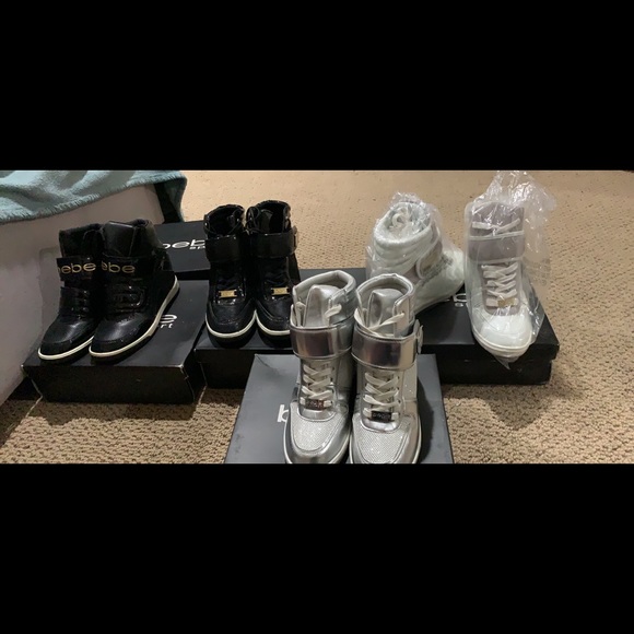 4 Bebe wedge fashion sneakers - Picture 1 of 2